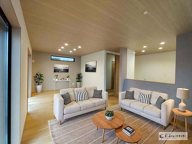 【リビング】【B号棟】暖かな雰囲気のＬＤＫ。ご家族が自然と集まる穏やかな暮らしがイメージできますね♪
※こちらはCGで画像を生成したイメージ画像になります。家具などは付いておりません。