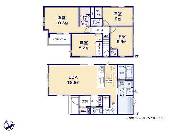 【4LDK】◇3面採光で明るく開放感あふれる18帖超えのLDK♪
◇対面式キッチン・リビングイン階段プラン♪
◇WIC・SIC完備で収納も充実☆