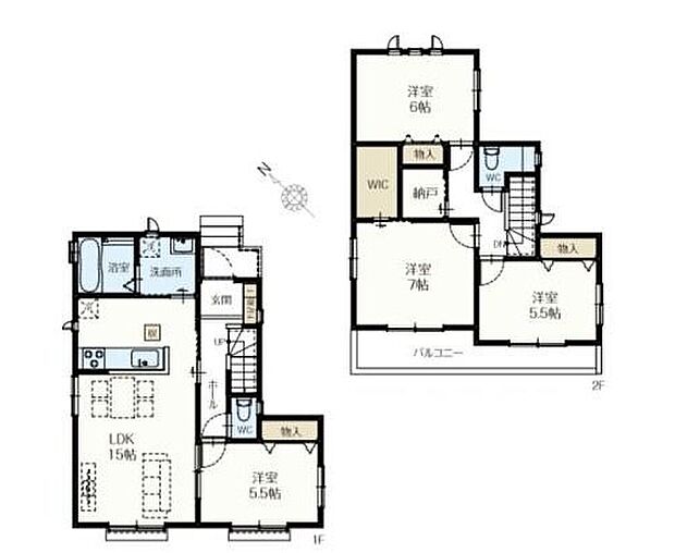 【4LDK+S】4LDKの間取り♪２階ホールに設置した納戸はデスクを置いてワークスペースにしたり、お子様の遊び部屋にしたりと使い勝手は様々。ご家族皆さまでご利用いただけます。