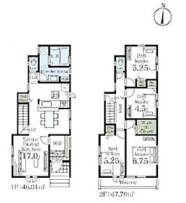 大容量収納ウォークインクローゼット完備☆お部屋がスッキリ片付きます♪
家具の配置がしやすいLDKは広々17帖♪リビングイン階段でお子様の帰宅も直ぐに分かります♪
2部屋から行き来できるバルコニー！ 
