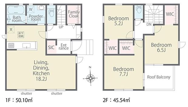 【3LDK】2階に居室をまとめてプライベートの時間も充実♪
全室にWIC付きで家族それぞれの衣類をたっぷり収納◎
玄関にはSIC、ファミリークローク付きで荷物を
持ち込まずリビングの散らかりを防ぎます☆