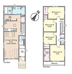 ◇広々19帖超のLDK！対面キッチンからはLDK全体を見渡せます♪
◇水回り集中設計で家事効率アップ！
◇リビングイン階段で、お子様の帰宅もすぐわかりますね。
◇WIC完備！お部屋がスッキリ片付きます♪ 