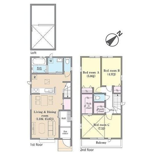 【3LDK】◇生活スタイルに合わせて自由に使えるロフト♪
◇リビングイン階段なら、毎日大切な家族とのコミュニケーションがとれる家族想いの間取り♪
◇WICやファミリークローゼットなど収納充実♪