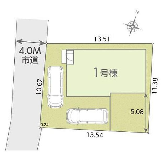 【全体区画図】車種により、カースペース２台分ございますので、家族分の自転車を駐輪したり、来客用の駐車スペースとしてもお使いいただけます♪