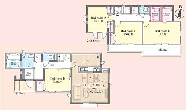 【4LDK】収納豊富なお住まい♪全居室南向きの明るく開放的な間取りです!