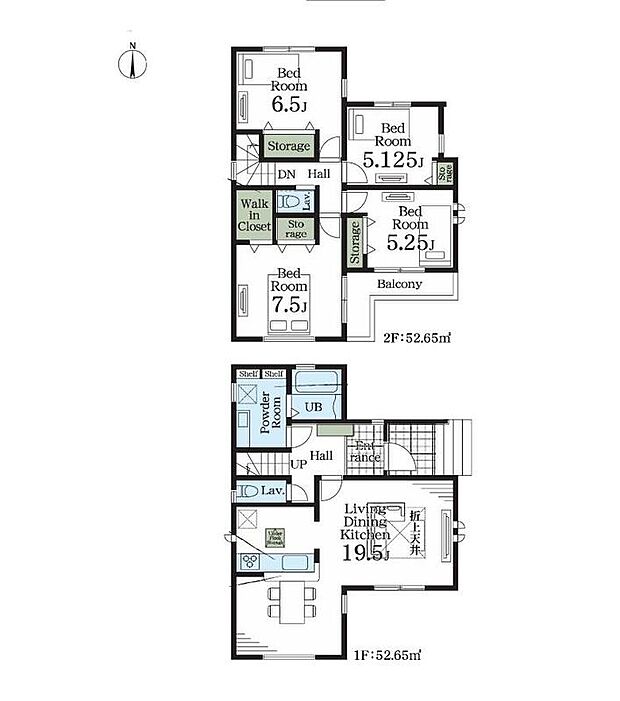 【4LDK】リビング広々19.5帖♪折上天井で明るく開放的♪
洗面所は広めに確保♪リネン庫付き!
主寝室にはウォークインクローゼット完備!
L型バルコニーは通風・採光ともに良好♪