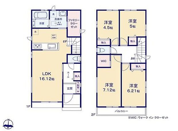【4LDK】◇家族のコミュニケーションを重視した対面式キッチン・リビングイン階段プラン♪
◇2階に4部屋を集約。ご家族それぞれのプライベート空間も保てますね♪
◇キッチン隣のFCLはパントリーとして使用可能♪