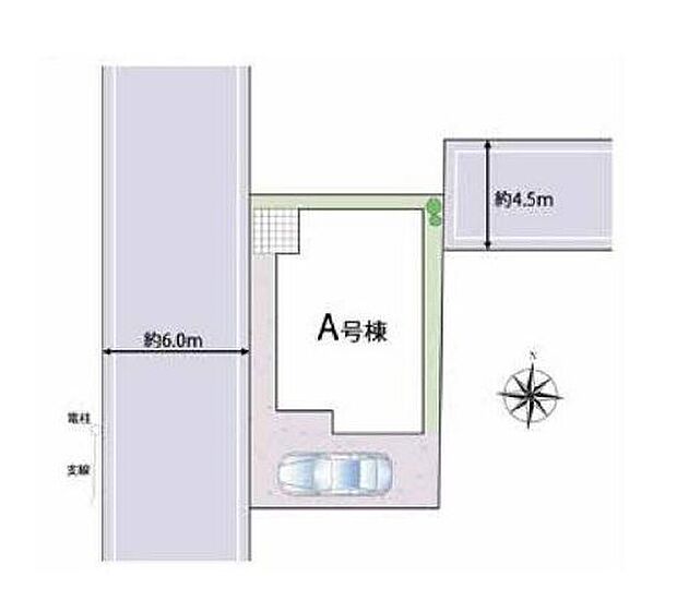 【全体区画図】前面の道路は西側に6ｍとゆとりのある広さなので、お車の駐車もスムーズです♪