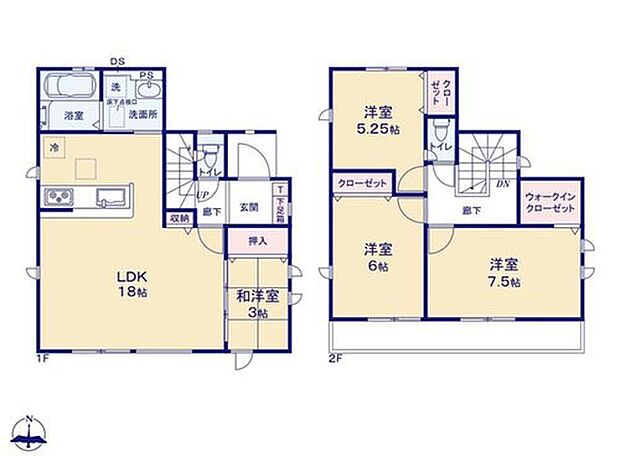 【4LDK】◆対面システムキッチンを採用した開放感あるLDKは広々18帖☆
◆主寝室はWIC付の7.5帖！大きなベッドもおけます♪
◆2部屋から行き来できる南向きバルコニーは陽当たり良好です♪