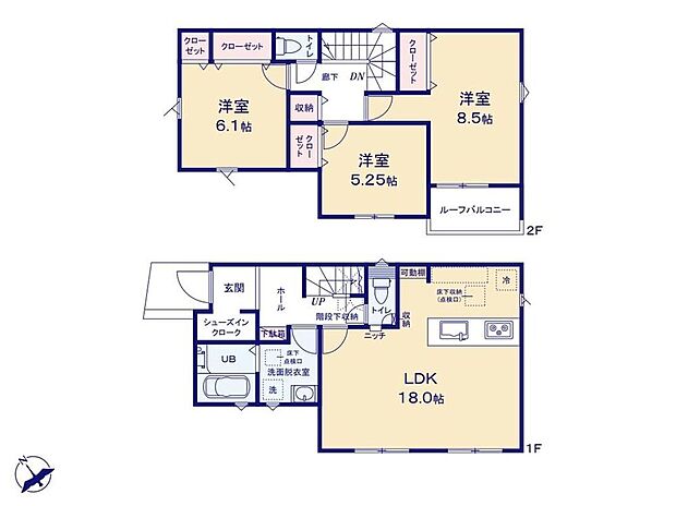 【3LDK】◆全居室南西向きの明るい間取りです☆◆汚れが気になる物もそのまま収納できるSIC♪◆オールフローリング仕様でお掃除もラクラク♪