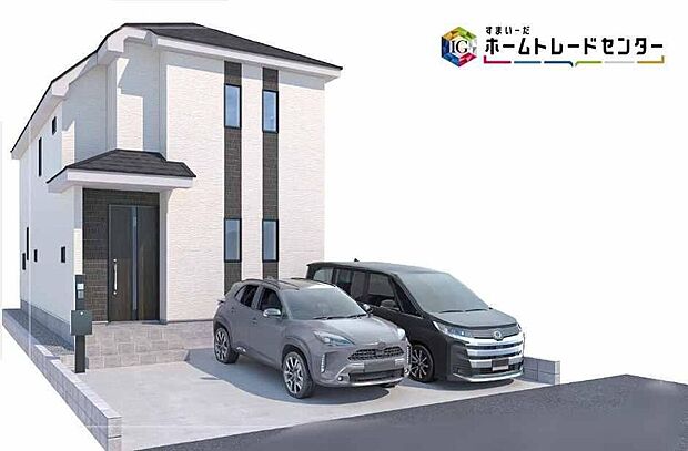 【完成予想図(外観)】休日にご家族揃ってご見学はいかがでしょうか♪実際の現地を見てみると図面などではわからない、新たな発見もありますのでまずはお気軽にお問い合わせください♪