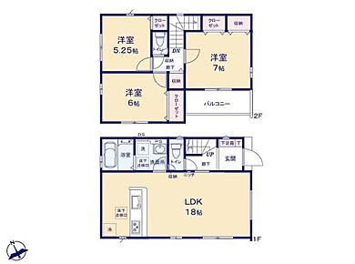 ●広々18帖のLDK！対面キッチンからはLDK全体を見渡せます♪●家事効率の良い水回り集中プラン♪●全居室収納完備なので、お部屋がスッキリ片付きます♪ 