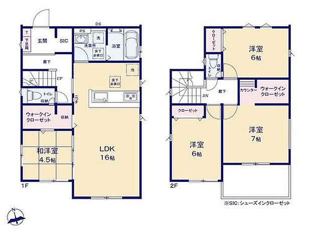 【4LDK】水回り集中設計の快適家事動線！リビング収納付き♪
リビングと和室の間の引き戸を開ければ20帖弱の大空間が広がります♪
ワイドバルコニーでお洗濯も快適♪