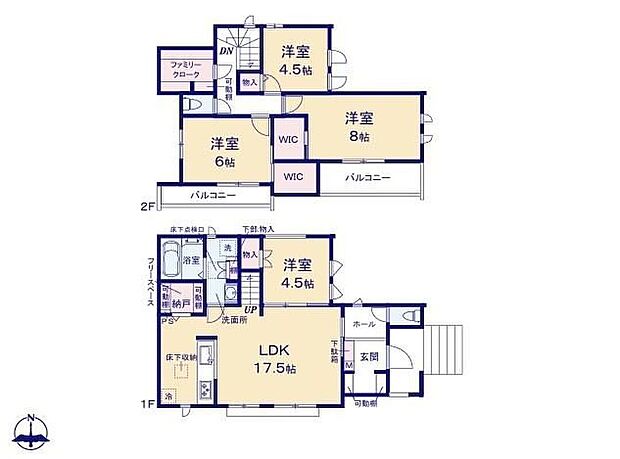 【4LDK】◇晴れた日にはたっぷりのお洗濯ものを干すことができるバルコニー♪
◇帰宅したら家族が必ず顔を合わせて欲しいそんな思いをこめたリビング階段♪
◇収納力が嬉しいWIC。掃除機をそのまま持ち込めます♪
