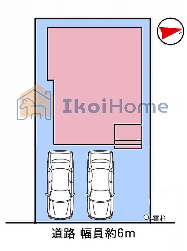 区画図です●お車は並列3台可能です!前面道路も広く約6mございますのでお車の出し入れも楽々!