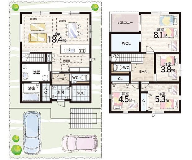 【4LDK】○甲緑小学校・・・徒歩11分 ○大原中学校・・・徒歩17分