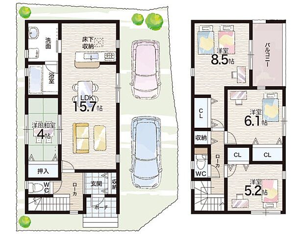 【3LDK】○二見西小学校・・・徒歩7分 ○二見中学校・・・徒歩8分