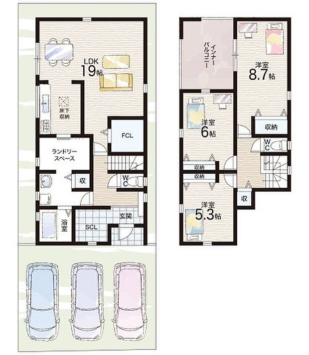 【4LDK】○滝野東小学校・・・徒歩13分 ○滝野中学校・・・徒歩34分