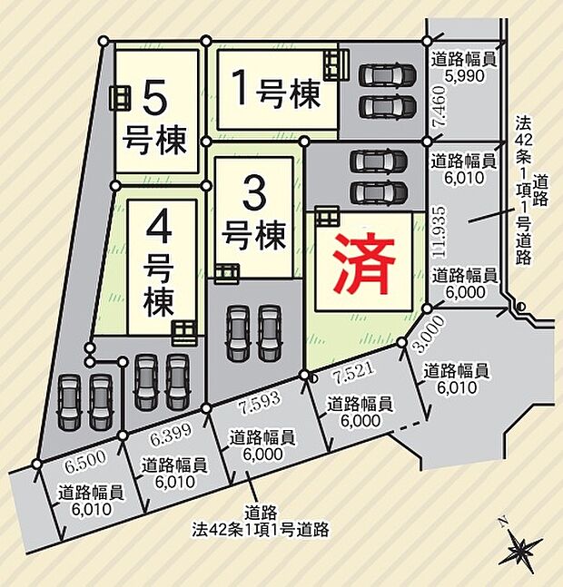 全5棟☆前面道路は6m以上!見通しも良いです☆