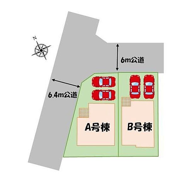 前面道路６ｍ以上で見通しがよく、駐車も余裕を持てます♪