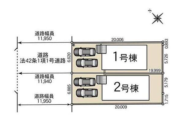 全2棟♪前面道路11.9mで見通し良好です☆駐車並列2台可能◎