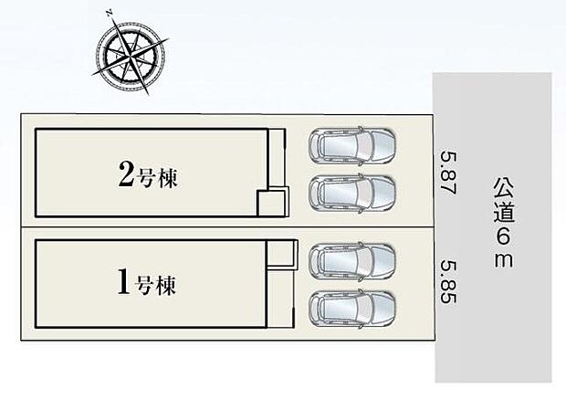 並列２台駐車可能！前面道路幅員約６ｍでゆとりが有り、駐車が苦手な人も安心です♪
