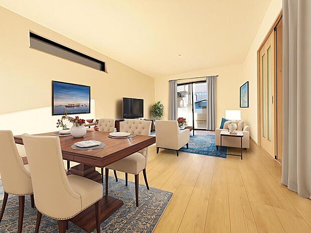 【リビング】心地よい明るい雰囲気のリビング♪採光は良好です！　　
家族団らんの時間も増えそうなくつろぎの場所になりそうです♪※家具をCGで加工しています。家具付き販売ではございません。