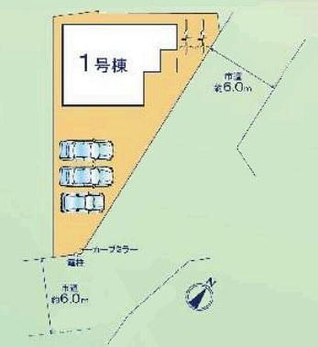 【全体区画図】前面道路６ｍ！角地にあるので日当たり、見通しも良好な立地です♪