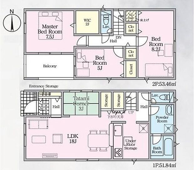 【3LDK】リビングにはタタミコーナーあり♪お子様のお昼寝スペースにもおすすめ☆◎各居室収納付き！水回りの集中した家事動線良好な間取り☆ワイドなバルコニー有り♪