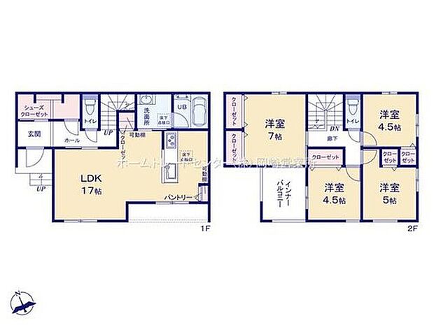 【4LDK】リビングの家族の様子がわかる対面式キッチン。大容量のパントリーを備え、食料品はもちろん防災備蓄品を収納するのにもお使いいただけます！夏にはプールもできるワイドなインナーバルコニー☆