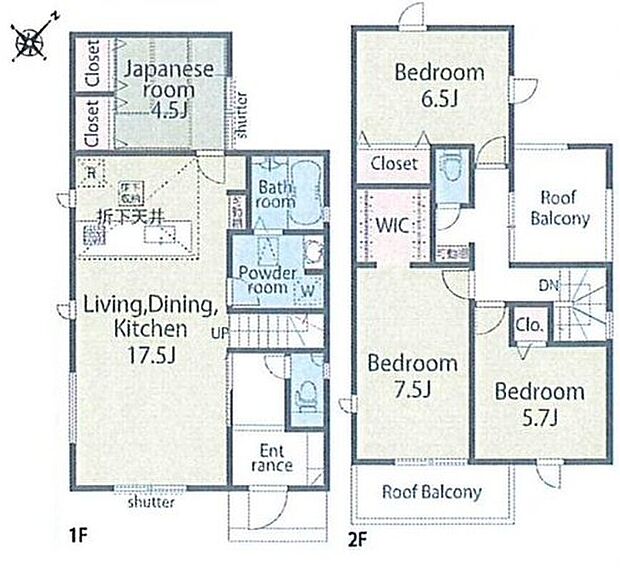 【4LDK】１７帖以上の対面キッチンのあるリビングは２階へのアクセスがしやすいリビング階段仕様☆家族とのコミュニケーションも大切にできます◎２階はバルコニー２か所付きで用途を分けて使用できます！