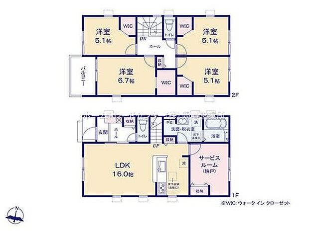 【4LDK】広々とした１６帖のリビング♪集中スペースに最適なストレージルーム☆お部屋もスッキリ片付く、全居室収納完備♪