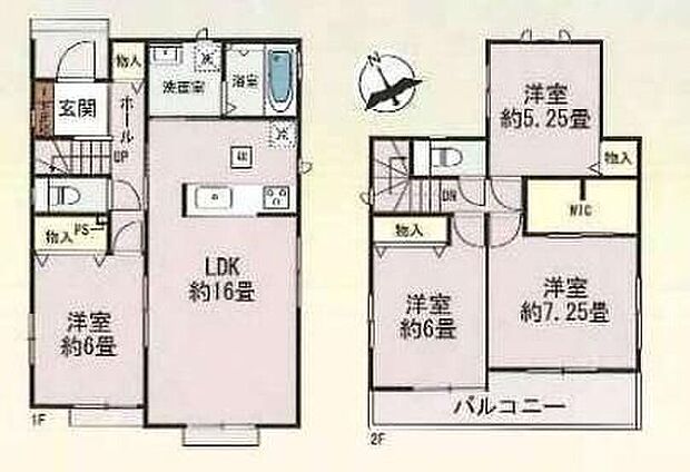 【4LDK】リビングには洋室が隣接☆リビングと一体利用が可能です♪リビングから洗面～浴室へアクセスできるため家事動線良好です◎２部屋続きのワイドなバルコニー有り♪