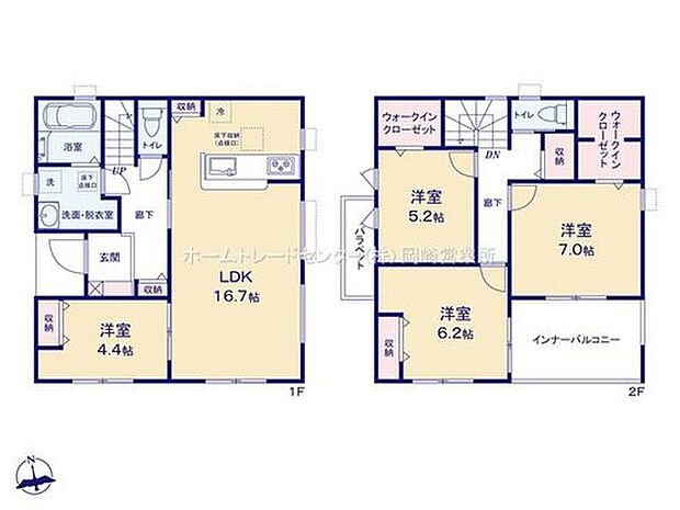 【4LDK】◇リビングには洋室が隣接☆リビングと一体利用が可能で多用途に使用できます♪◇ウォークインクローゼット２か所でたっぷり物をしまっておけます♪◇２部屋に面したバルコニー有り☆