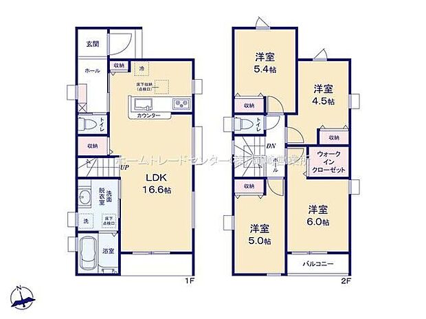 【4LDK】◇南向きの１６帖超のリビング♪リビング階段仕様で２階へのアクセスも楽々☆◇２階は４居室有り、家族のプライバシーを大切にできます◎◇ウォークインクローゼットつき♪