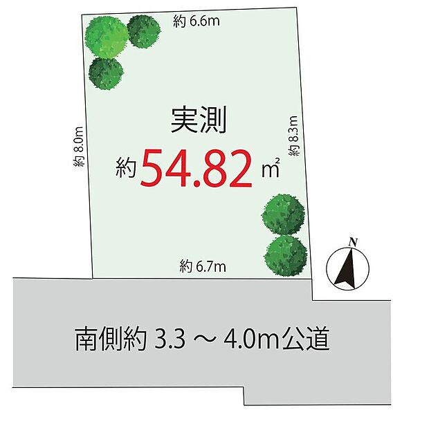 【区画図】南側道路に面した開放感あふれる立地。陽光に包まれ、風が心地よく通り抜ける明るい住まいです。