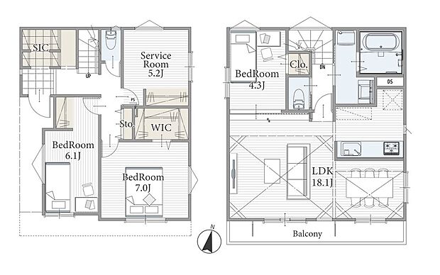 【3LDK+S】家族が快適に暮らせる3LDK+Sタイプ。充実の居住空間と豊富な収納で、ライフスタイルに合わせた使い方が楽しめます。