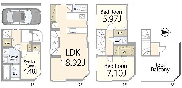 【2LDK+S】105m2のゆとりある間取りに、WIC・SICを完備。収納力抜群で、すっきりとした暮らしを実現できる住まいです。