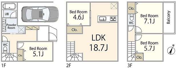【間取図】建物プラン例（B区画）建物価格2620万円、建物面積96.67m2