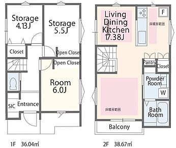 【間取図  暮らしやすさを重視した2階建てプラン。家族の生活リズムに合わせて使いやすい配置が魅力です。   