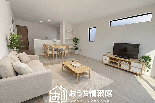 【現地写真(リビング)】フローリング材には、木目、色調など木材特有の風合いがあり、ナチュラルな美しさになっています。