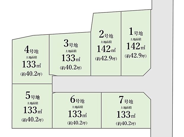 【全体区画図】
「イオンモール日の出」まで車6分ほどで利用可能な立地！幼稚園や保育園、小中学校など教育施設は徒歩13分圏内に点在しております！