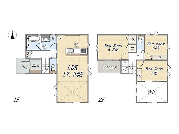 【間取り図】
耐震等級3を取得する物件。地震に強い邸宅で安心して暮らせる住まいとなっております。
角地に位置しており通風良好な物件で、部屋中の換気に最適な全居室2面採光のプランニング。