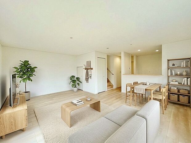 【LDK：2号棟】
キッチン・洗面ルーム・バスルームなどの水周りが同じ階にあるため、家事効率が良くなります！ふと思ったときすぐ家事を行えるので面倒な階段の往復がなくなるのもメリット。