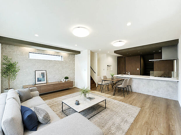 【建物プラン例：LDK】
全区画33坪超のゆとりある敷地にフリープラン×カラーセレクトで理想のセミオーダー住宅を建築可能！ライフスタイルに合った理想の住まいで過ごすことができます。