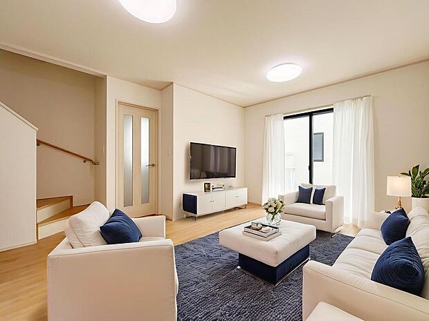 【【施工例:LDK】】全棟カースペース2台分確保されたゆとりある敷地!
LDK16帖超×4部屋の広々とした間取りで開放的な空間での暮らしを愉しめます!