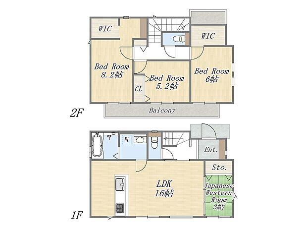 【【参考プラン：3号地】】Plan：4LDK+2WIC+カースペース2台
建物参考価格：1903万円
建物面積：95.64m2