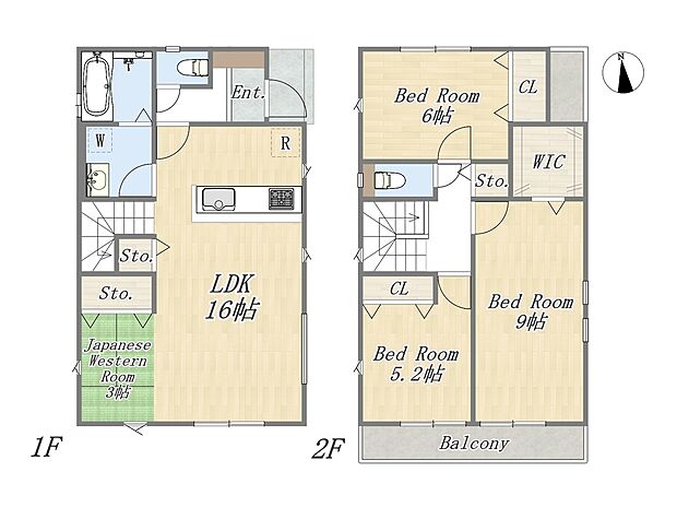 【【参考プラン:3号地】】 Plan:4LDK+WIC+カースペース
建物参考価格:2003万円
建物面積:96.04m2