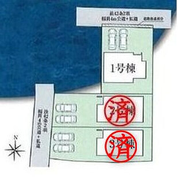 敷地45坪以上の全3棟♪カースペースは並列で2台駐車可能です☆空いたスペースは駐輪場としてもお使いいただけます◎