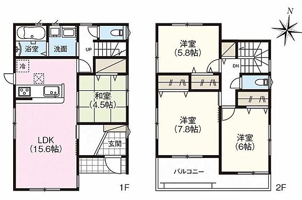 (1号棟)、4LDK、土地面積152.24m2、建物面積97.2m2